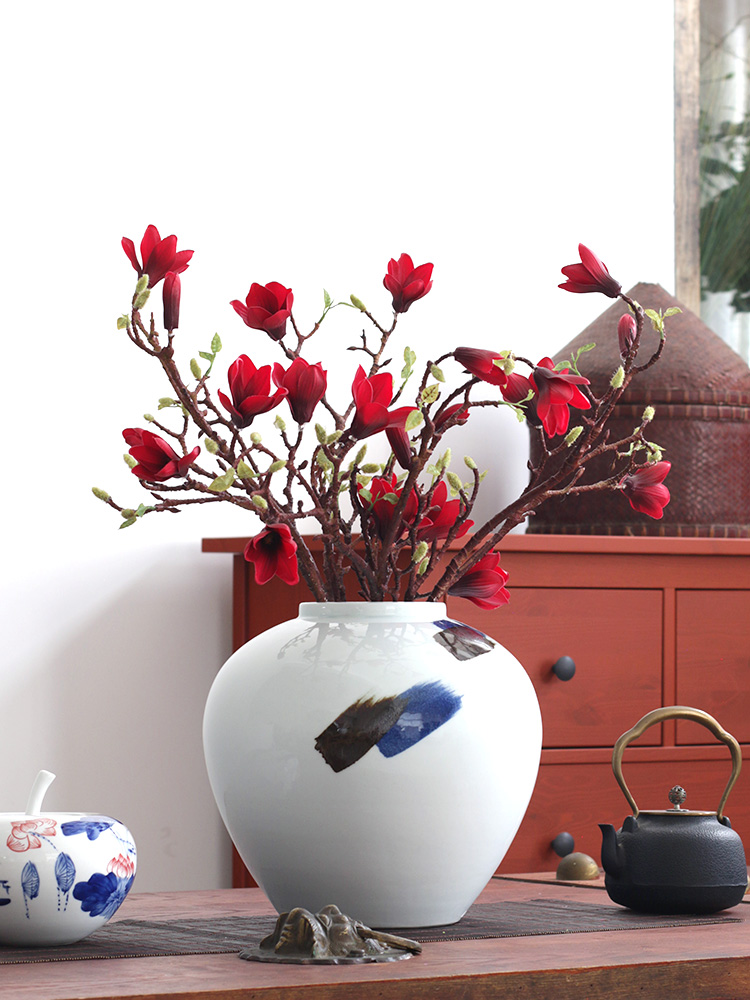 Jingdezhen ceramic furnishing articles of Chinese calligraphy circle big flower implement clear soup WoGuo flower arranging furnishing articles porcelain vase villa