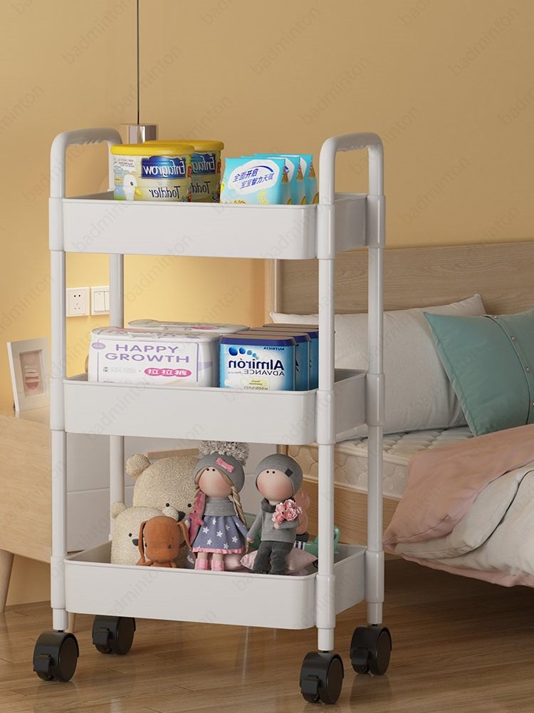 Kệ sách xe đẩy nhỏ giá hạ cánh di động nhà đơn giản nhiều lớp giá đựng đồ ăn nhẹ tủ sách có bánh xe kệ gỗ đứng kệ sách hình cây