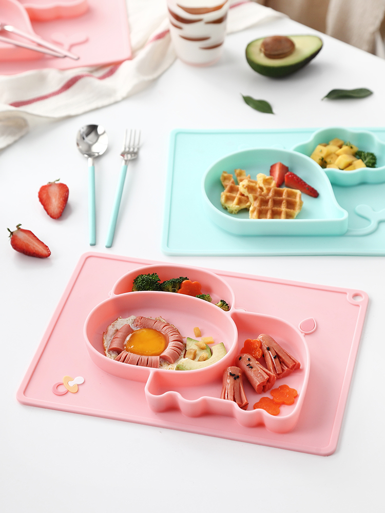 Senseyo baby plate frame plate cartoon silicone hockey assist food bowl suction cup bowl and lovely children tableware