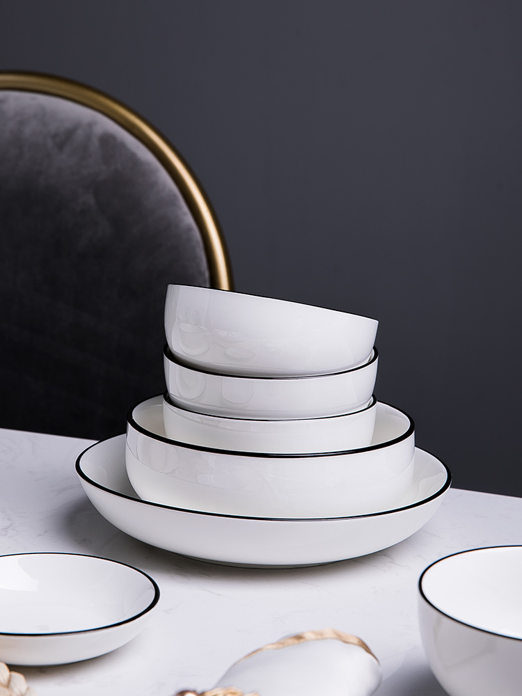 The Fijian trent Nordic household food dish soup bowl plate ipads plate creative pure white ceramic tableware to eat bread and butter plate sets