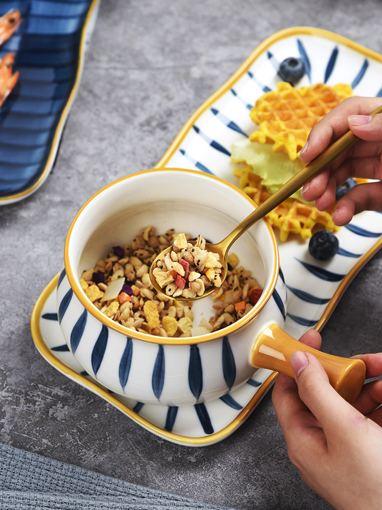 Japanese dishes suit household tableware ceramic bowl dish one eat breakfast cereal bowl of creative web celebrity move combinations