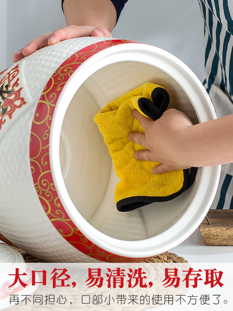 Ceramic barrel home supermarket special outfit ricer box store meter box 10 kg20 jin with cover seal moisture insect - resistant rice pot