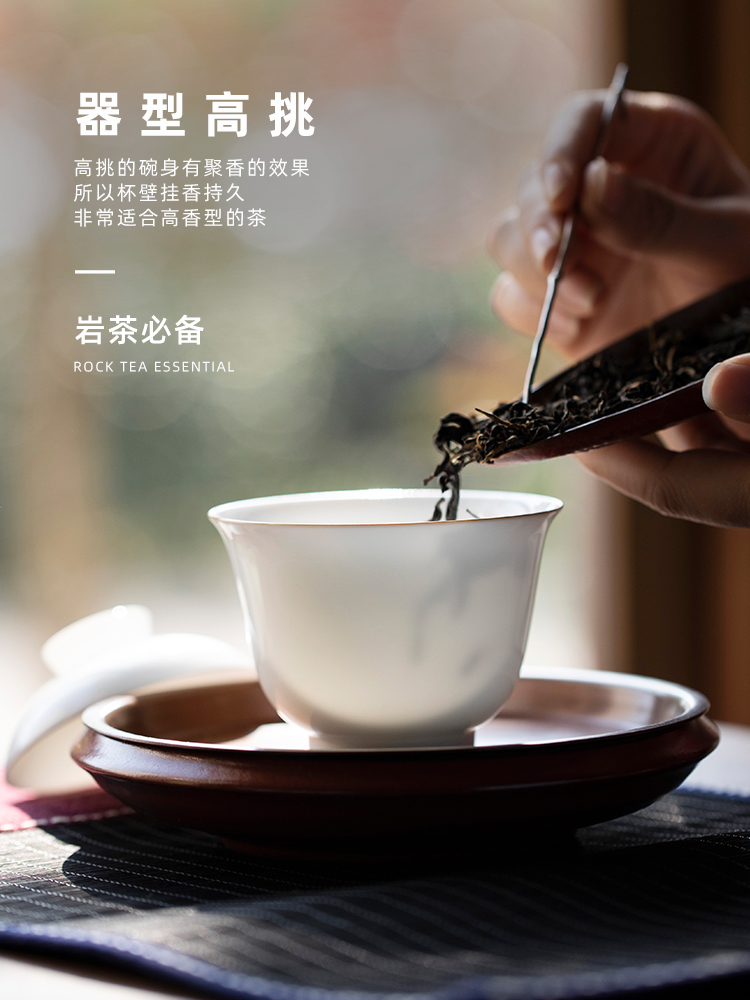 Yongle sweet white jade tureen jingdezhen pure manual only two kung fu tea set white porcelain tureen single tureen ceramics