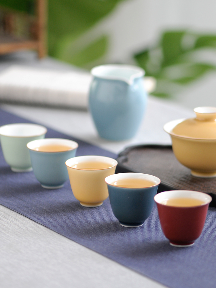 Ceramic cups kung fu masters cup sample tea cup small cups cups suit jingdezhen high temperature color glaze tea set