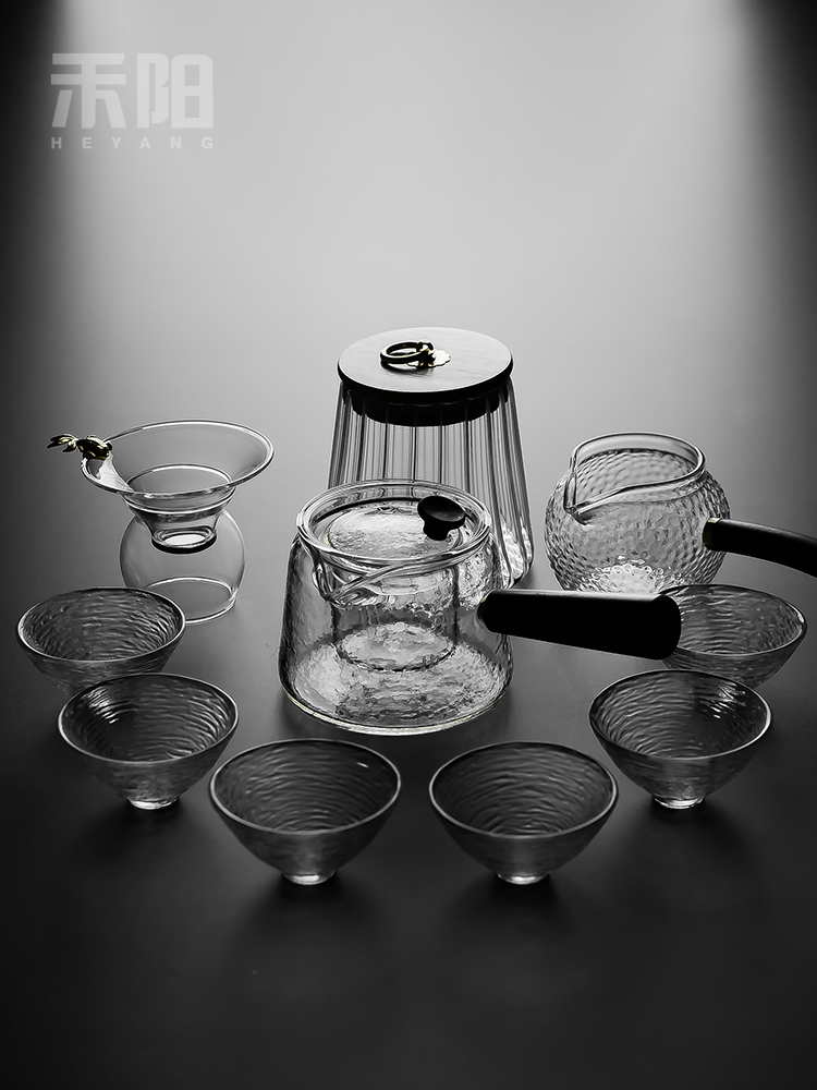Settlement Kung fu Yang heat - resistant glass tea set high temperature resistant household flower cup side to make tea, Japanese contracted