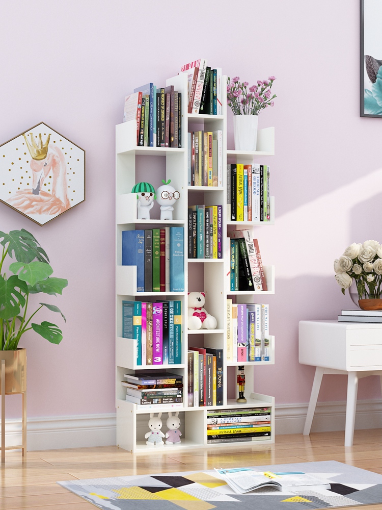 Bookshelf sàn phòng khách nhỏ gọn đơn giản cây nhỏ tủ sách gỗ kệ tiết kiệm không gian nhà kho giá cho trẻ em