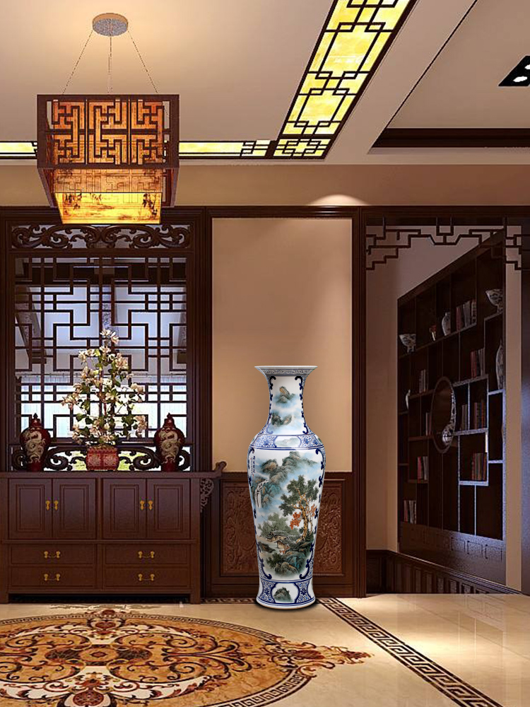 Jingdezhen ceramics has a long history in the hand draw pastel landscapes of large vases, home furnishing articles sitting room adornment