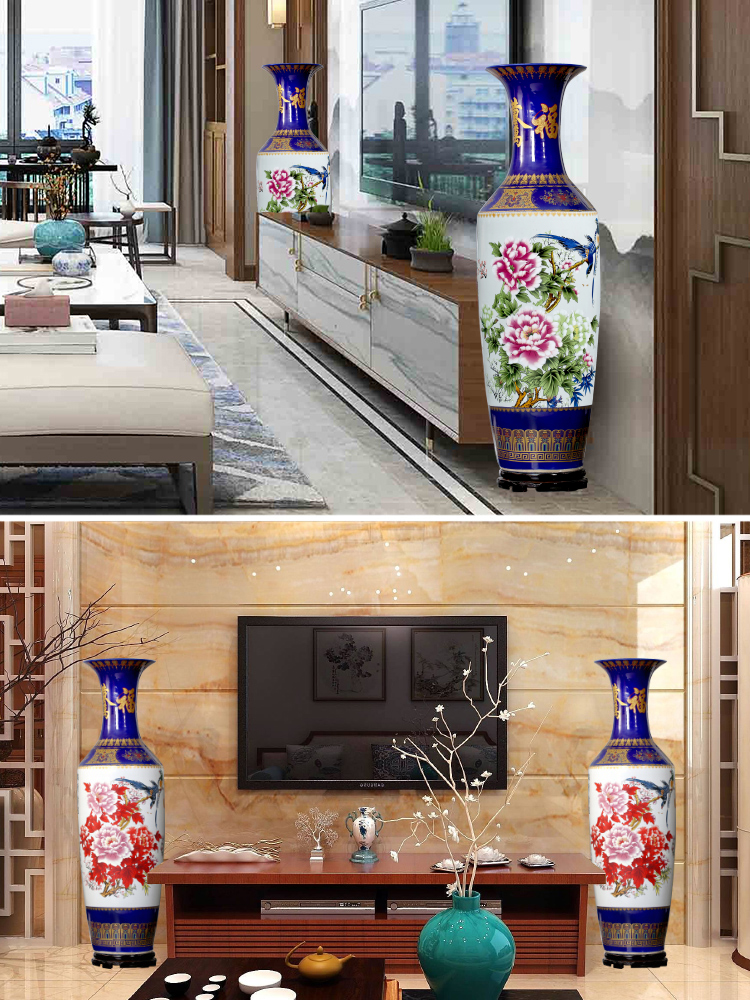 Jingdezhen ceramic flower adornment of I sitting room of large vase furnishing articles large hotel opening new gift