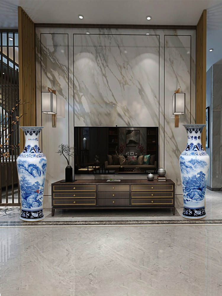 Jingdezhen blue and white porcelain hand - made ceramic landing big vase splendid sunvo sitting room of Chinese style household furnishing articles ornaments