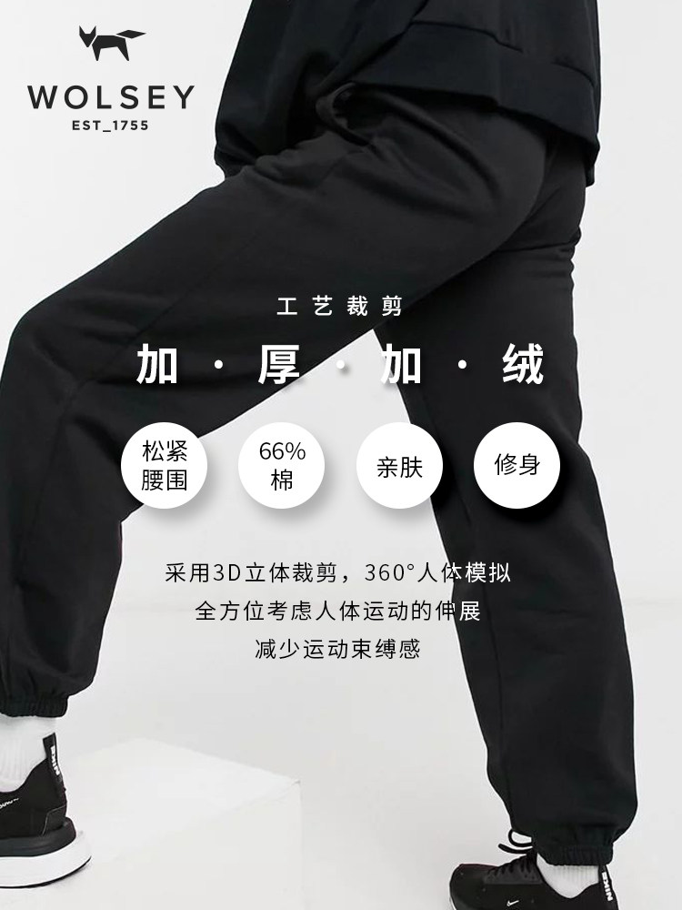 英国 Wolsey 男女同款 秋冬加厚加绒时尚运动裤 天猫优惠券折后¥99包邮(¥599-500)2色可选
