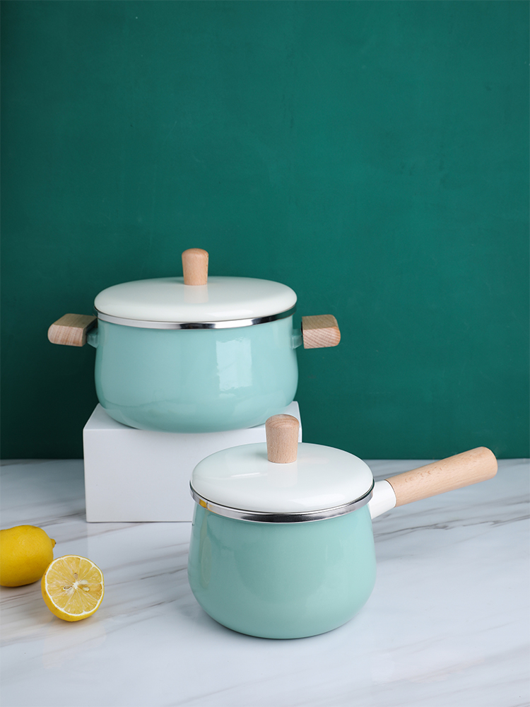 Northern wind enamel enamel pot small milk pan home ears simmering noodles gas, induction cooker pot of stew