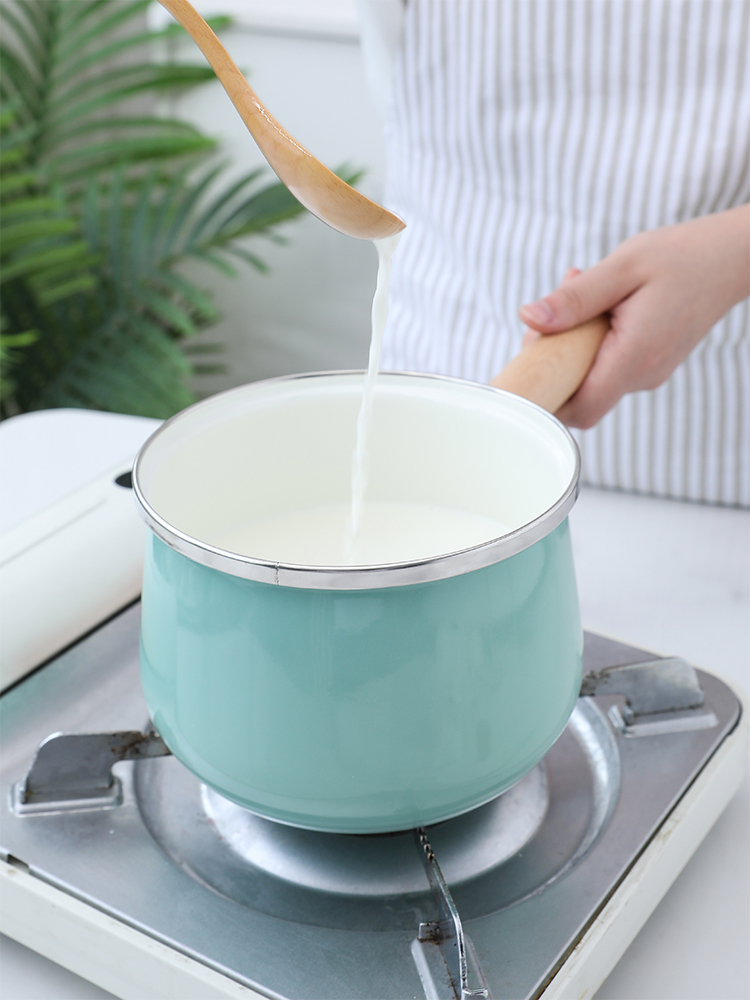 Northern wind enamel enamel pot small milk pan home ears simmering noodles gas, induction cooker pot of stew