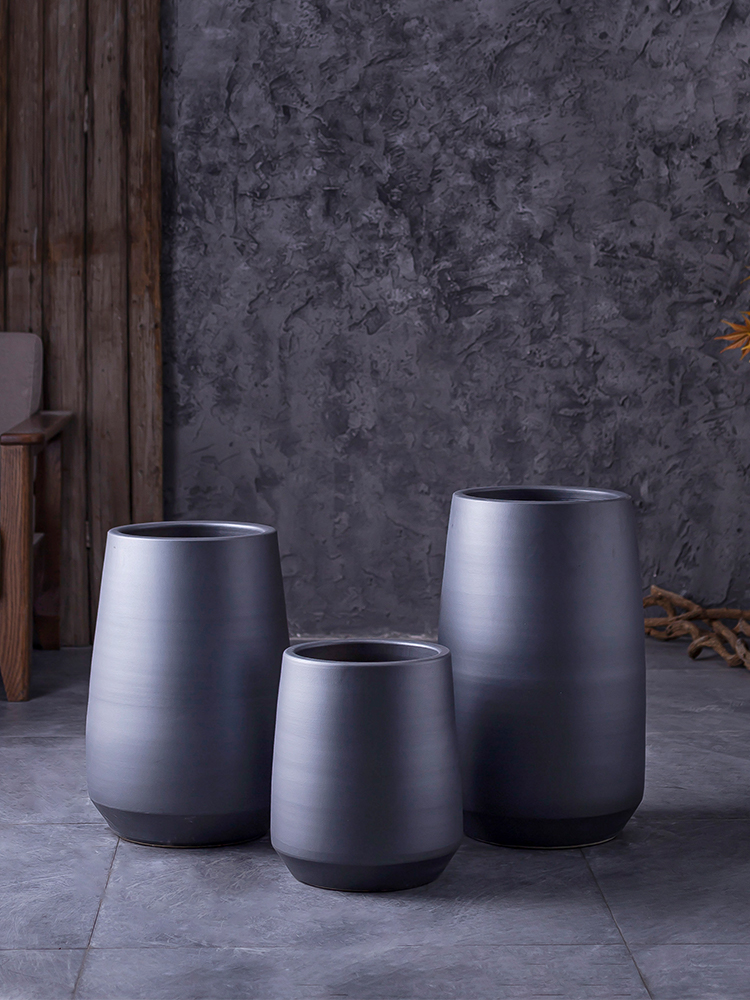 The Nordic idea ground flower arranging ceramic flower implement green plant decoration to The hotel villa furnishing articles vase VAT black flower pot