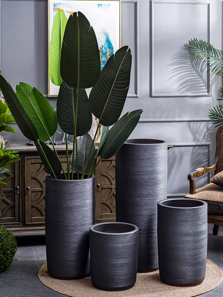 I and contracted large flower pot villa interior furnishing articles creative ceramic basin of large ground plant black vase