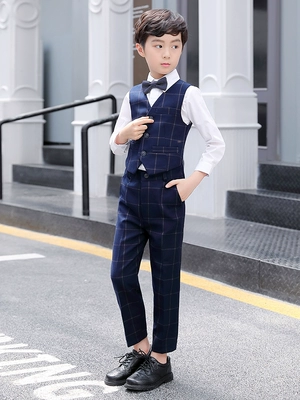 Trẻ em nhỏ phù hợp với bộ đồ bé trai phù hợp với quần áo biểu diễn piano Quần áo nam Hàn Quốc trung niên quý ông ăn mặc - Váy trẻ em
