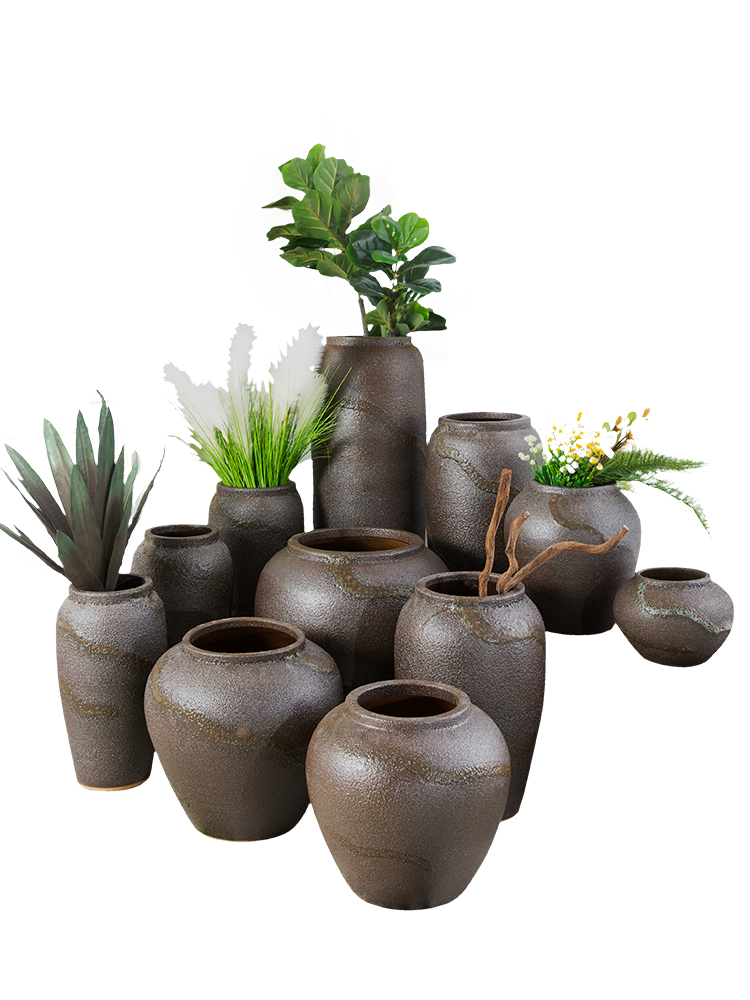Dried flower vases, pottery jingdezhen ceramic flower implement restoring ancient ways is the sitting room porch flower arranging coarse pottery combination furnishing articles ornaments