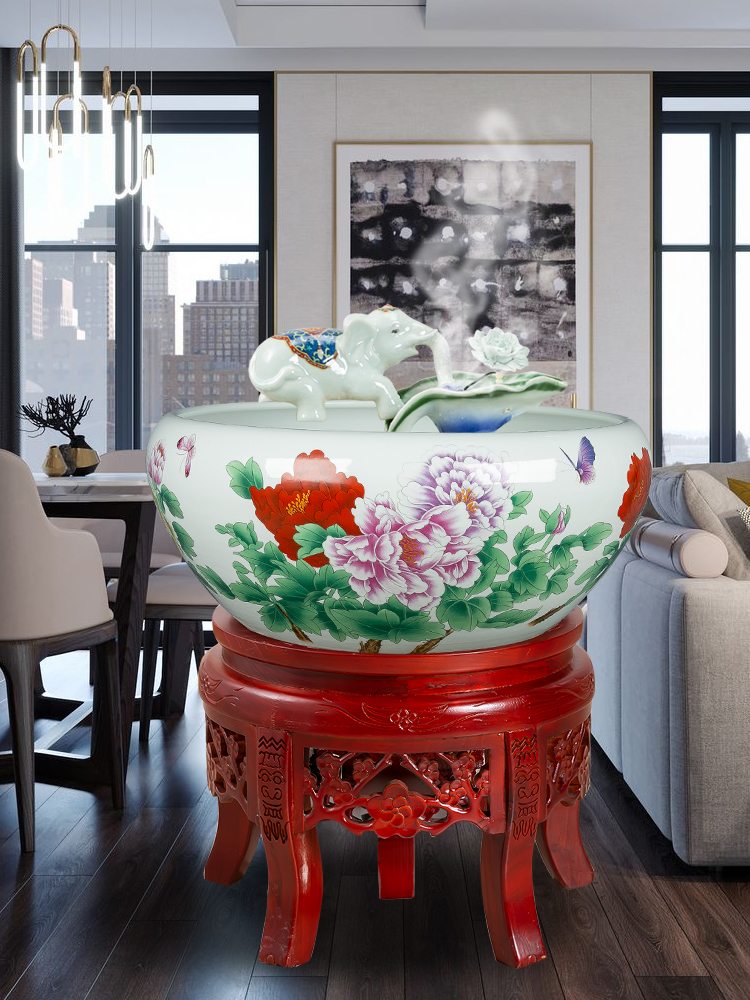 Jingdezhen ceramic creative opening gifts gifts version into the office decoration water fountain aquarium furnishing articles