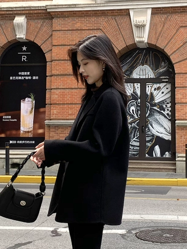 Двусторонное кашемировое демисезонное элитное шерстяное пальто, в западном стиле, в корейском стиле