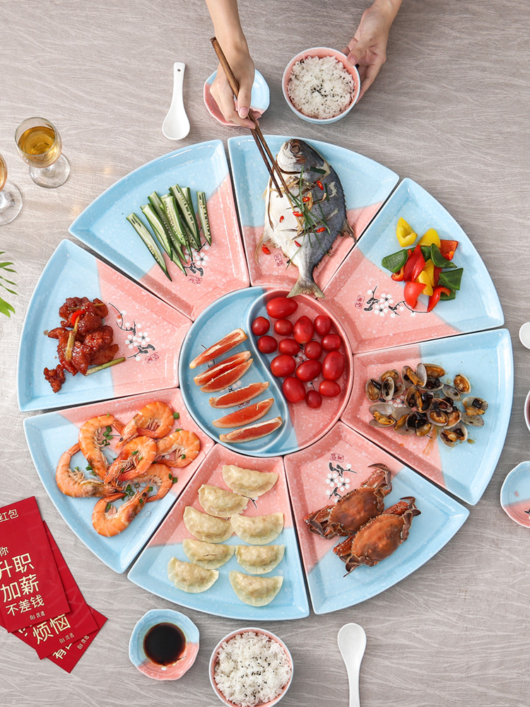 Creative dishes suit household contracted food reunion festival party hotpot ceramic platter plate combination