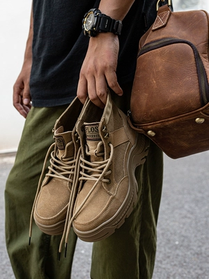 Labor protection shoes for men in autumn, anti-smash and puncture-proof men's shoes, steel toe caps, breathable welding steel plate construction site old insurance work shoes 