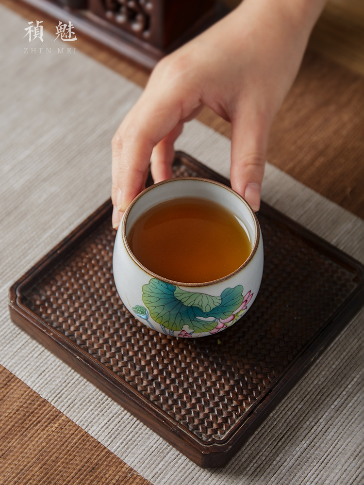 Shot incarnate the jingdezhen ceramic your up hand - made lotus piece of CPU kung fu tea set personal single CPU master cup of tea