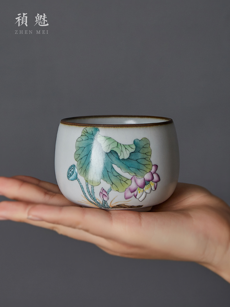 Shot incarnate the jingdezhen ceramic your up hand - made lotus piece of CPU kung fu tea set personal single CPU master cup of tea