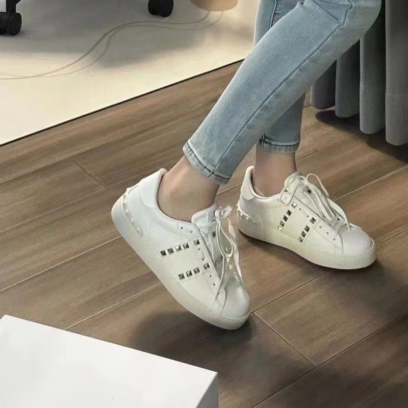 铆钉小白鞋女时尚板鞋夏季百搭男女同款运动鞋白色厚底增高大码鞋 4