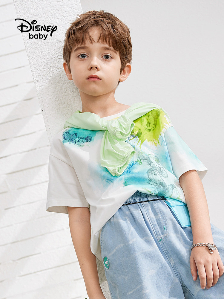 Disney baby 迪士尼 2022夏季新款 纯棉扎染 男童短袖T恤 天猫优惠券折后￥34.9包邮（￥59.9-25）100~160码多款可选