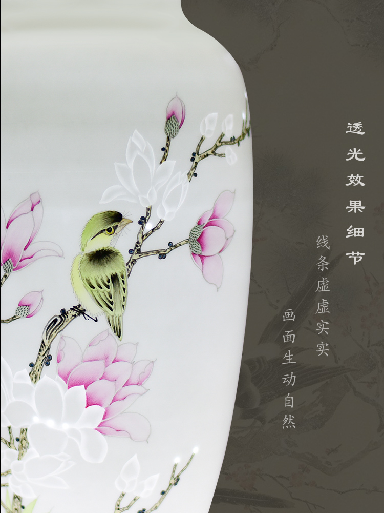 Jingdezhen ceramics hand - made painting of flowers and medium sitting room porch TV ark, the new Chinese vase furnishing articles dried flower arranging flowers