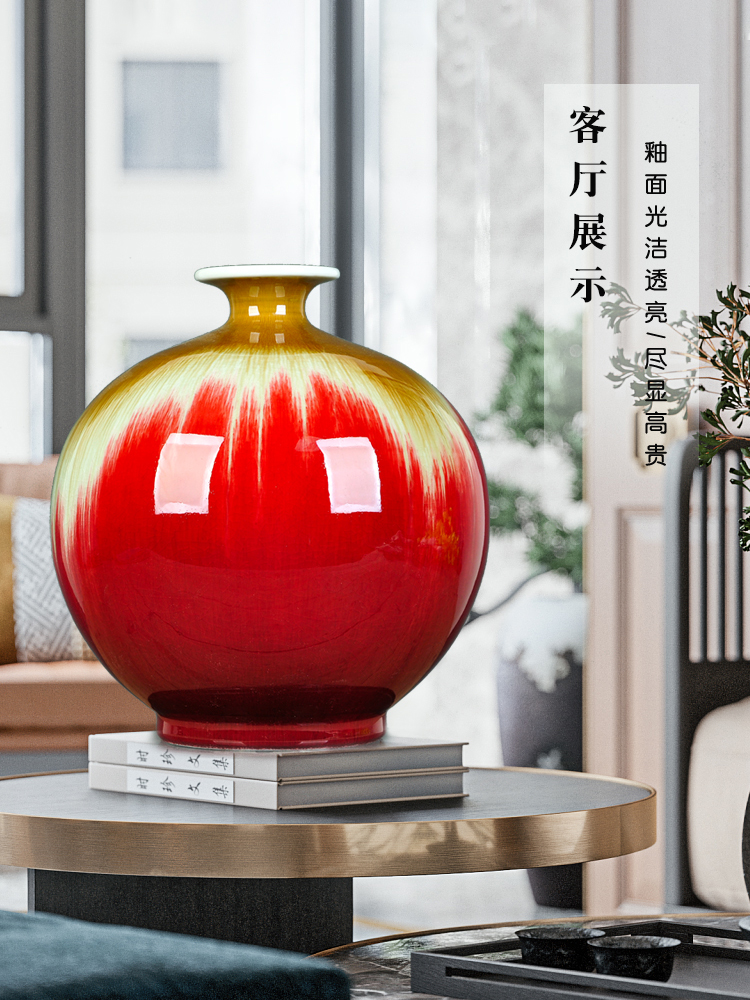 Jingdezhen ceramic vase up red contracted and I home sitting room adornment flower arranging handicraft furnishing articles