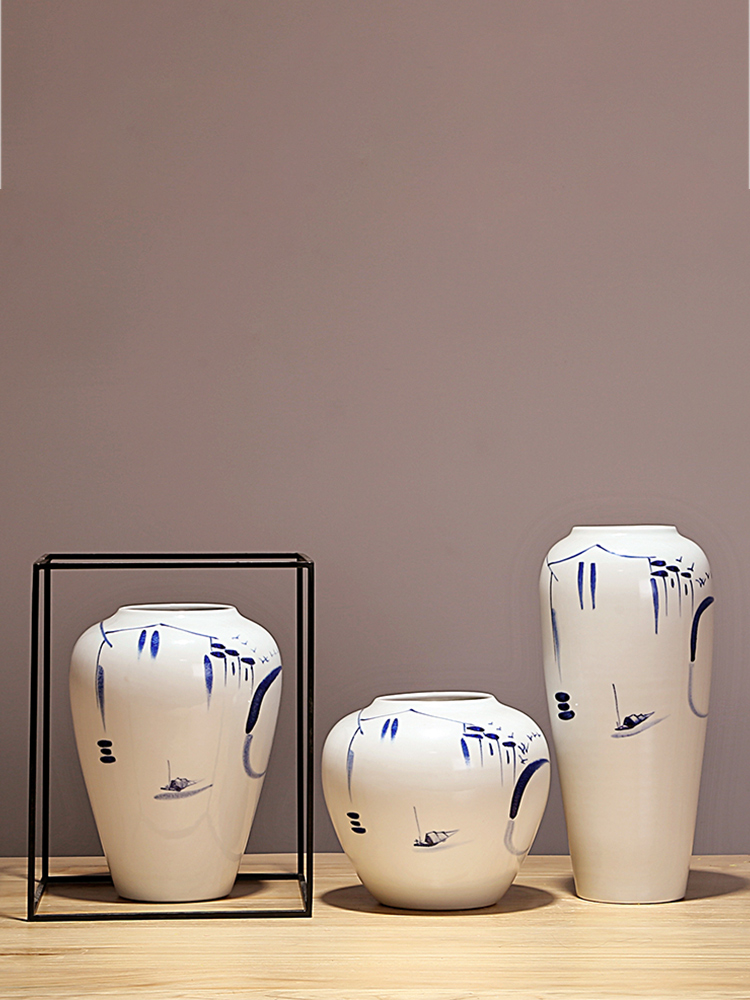 Jingdezhen ceramic porcelain simulation dried flower vase furnishing articles furnishing articles, the sitting room is the study of new Chinese style porch flower arranging decoration