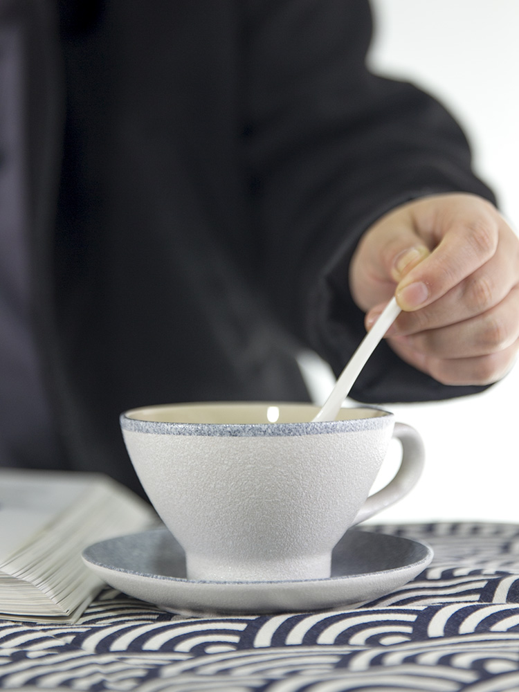"Second half" Nordic snowflake glaze ceramic coffee cup with a spoon, coffee sets tea home