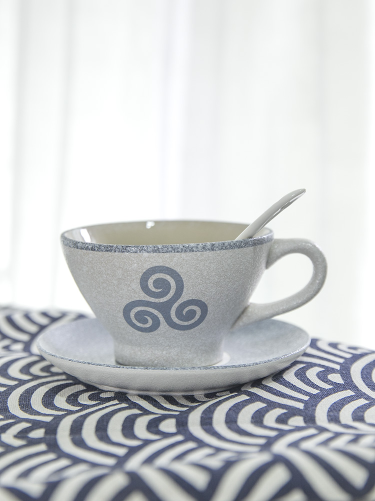 "Second half" Nordic snowflake glaze ceramic coffee cup with a spoon, coffee sets tea home