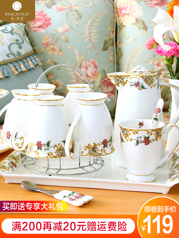 Cup with a suit of household light key-2 luxury ceramic keller Cup keller suit heat - resisting teapot home European sitting room