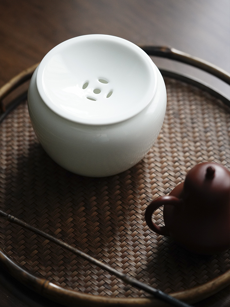 White porcelain copper build small water washing of jingdezhen ceramic device serving soup slag slag bucket water jar kunfu tea table accessories