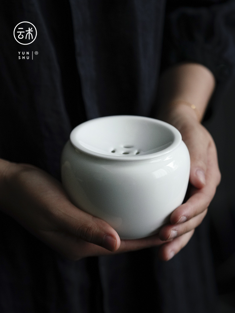 White porcelain copper build small water washing of jingdezhen ceramic device serving soup slag slag bucket water jar kunfu tea table accessories