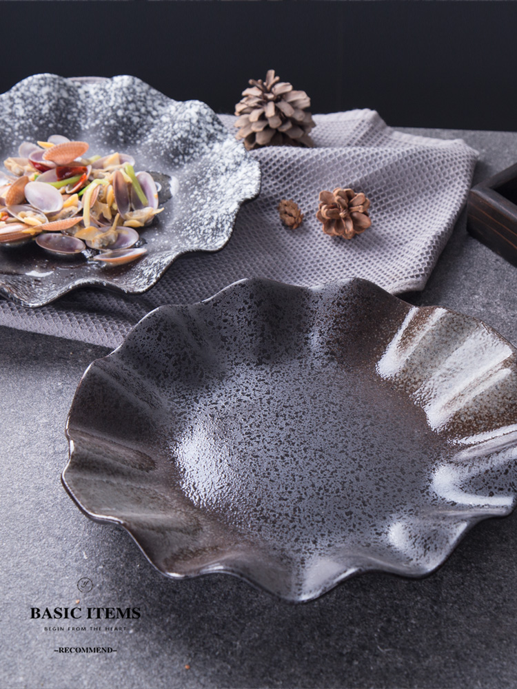 Specialty restaurant dish of lotus leaf dish of fruit dinner plate Japanese creative move up with ceramic plate