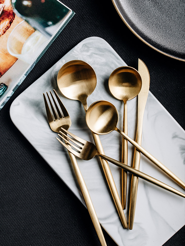 Web celebrity ins cutlery set 304 stainless steel tableware, informs western - style food Web celebrity steak knife and fork spoon, three - piece suit