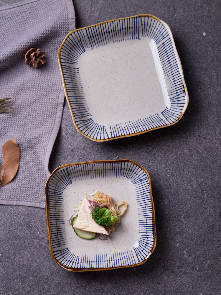 Ceramic sifang dish soup dish dessert plate dumplings plate sushi plate of fruit salad plate hotel tableware