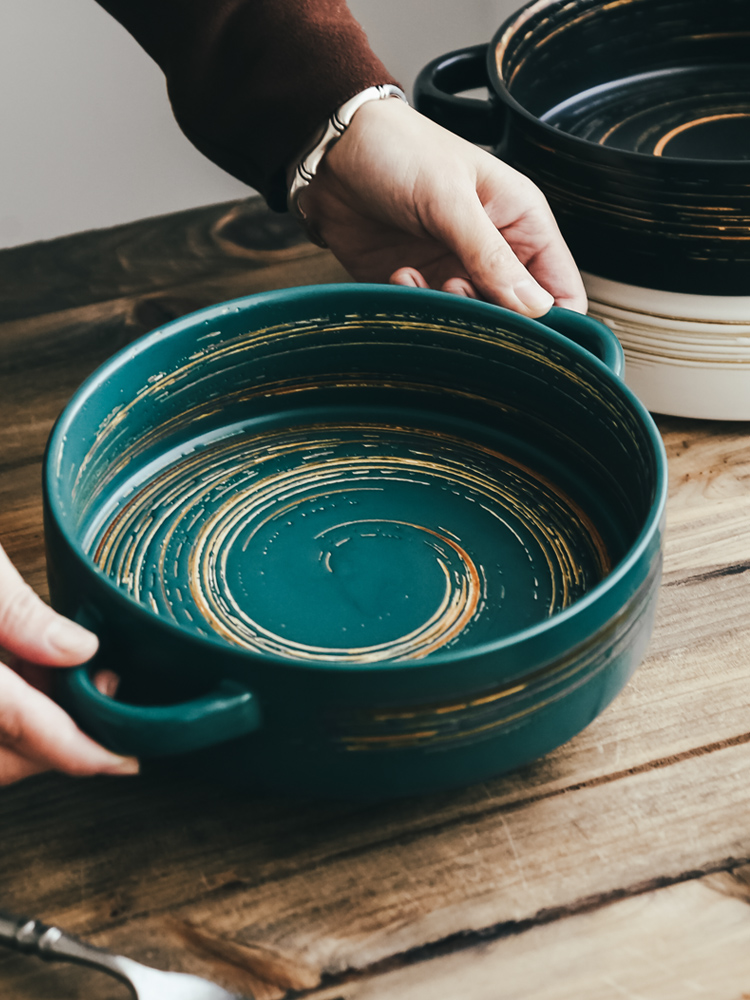 Creative ceramic ears round bowl of soup dish ins breakfast bowl of fruit salad bowl home baked food bowl bowl bowl
