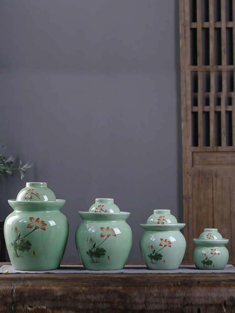 The Pickle jar jingdezhen ceramic household small pickled pickles pickles multigrain storage tank sealing Pickle jar