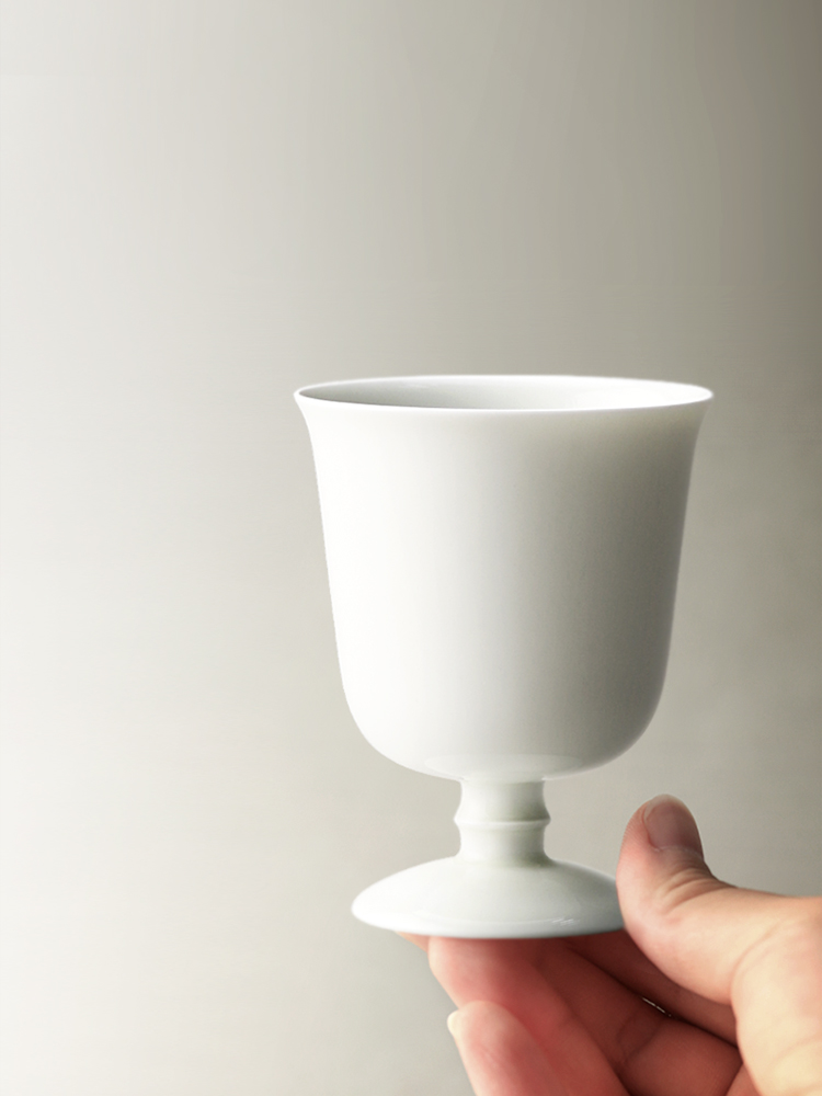 Japanese zen checking ceramic tall foot cup nine soil sample tea cup kung fu tea set contracted white porcelain cup small home