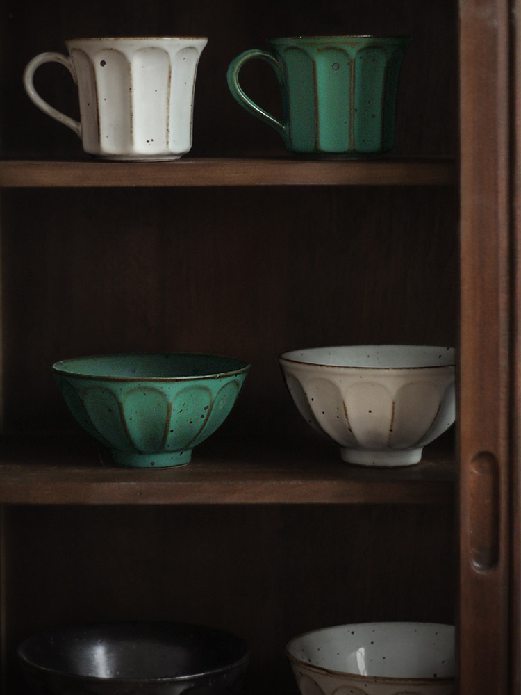 About Nine manual coarse ceramic coffee cup hand soil retro mugs web celebrity vertical stripes move variable Japanese household cup