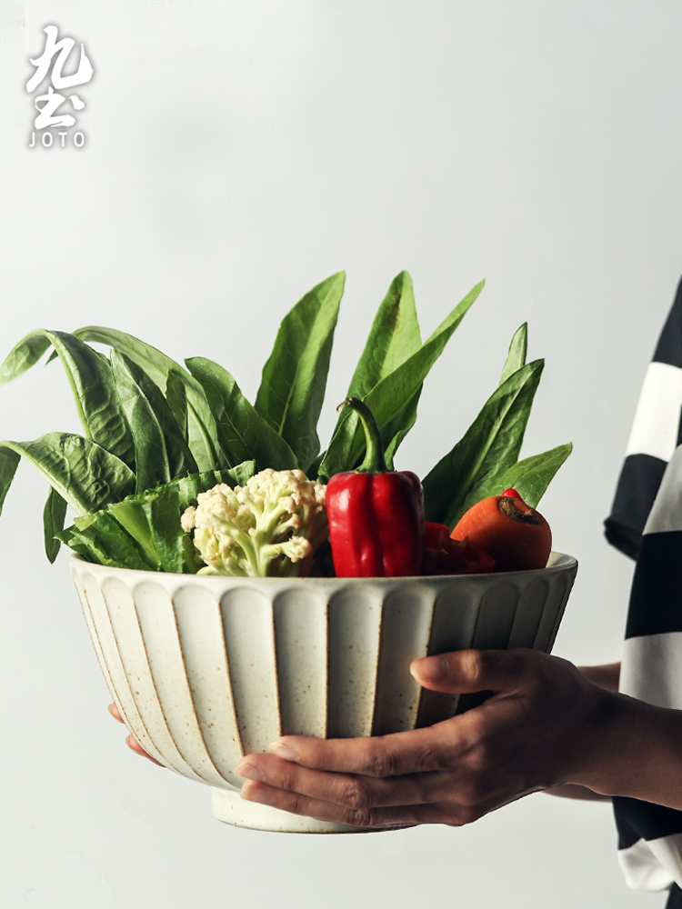 About Nine Japanese soil coarse pottery plate tableware suit household ceramic bowl fish plate of noodles in soup bowl bowl of salad bowl restoring ancient ways