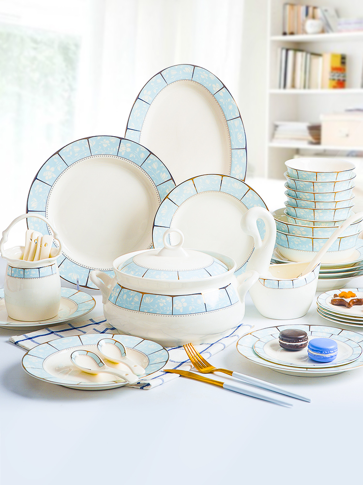 The dishes suit ipads porcelain tableware ceramics home plate combination Korean dishes contracted jingdezhen bowl chopsticks suits for