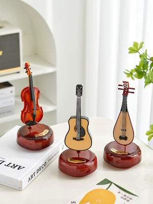 Ins retro hoài cổ đàn tỳ bà hộp nhạc sáng tạo phòng ngủ bé gái để bàn trang trí hộp nhạc trang trí quà tặng sinh nhật 