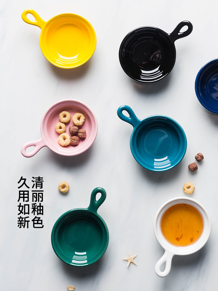 Modern Japanese housewife ceramic sauce dish flavor dish creative handle ketchup western - style dishes ingredients dishes