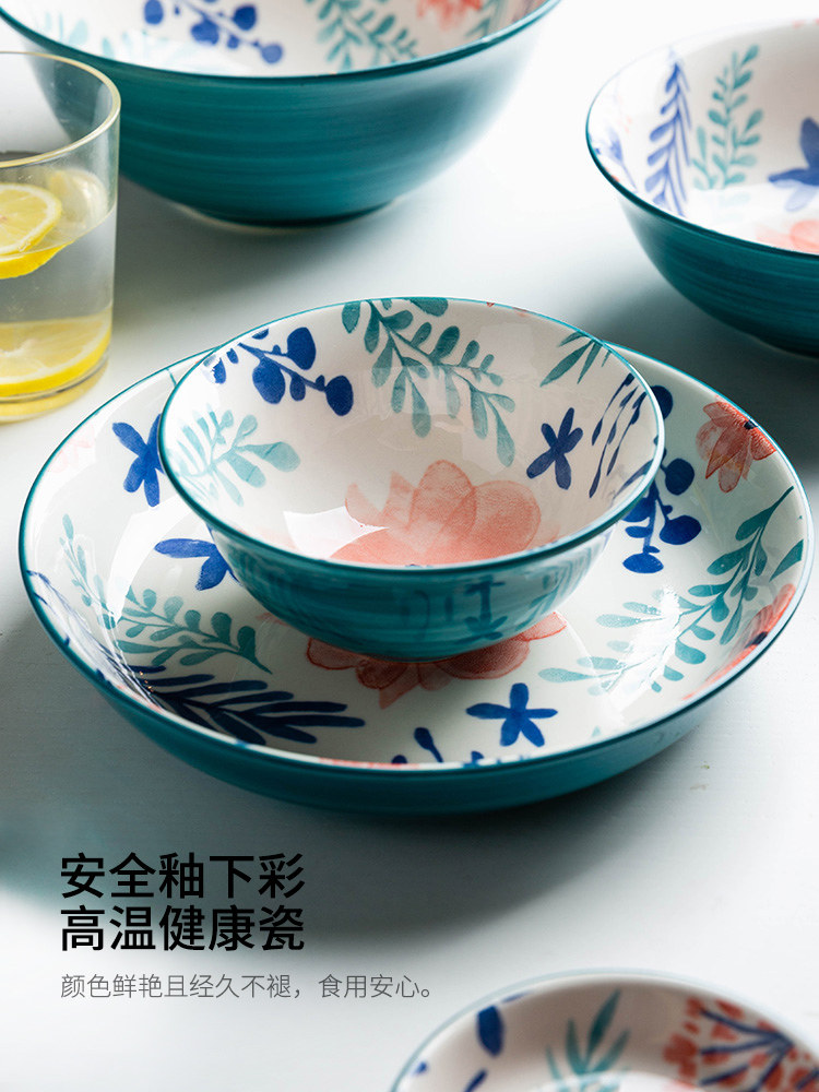 Modern housewives fang jing ceramic bowl dish dish household Japanese - style tableware creative fruit salad bowl bowl noodles in soup bowl