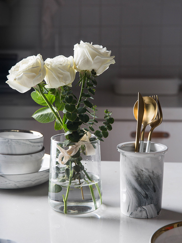 Modern housewives the original European marble creative ceramic chopsticks chopsticks box with high borosilicate glass drop