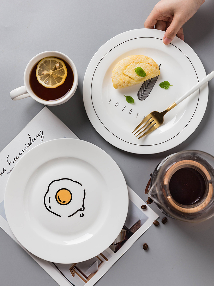 Modern ceramic dinner plate housewife continental breakfast cake plate of new creative household utensils English dish